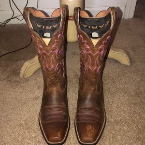 Ariat pink & brown cowboy boots